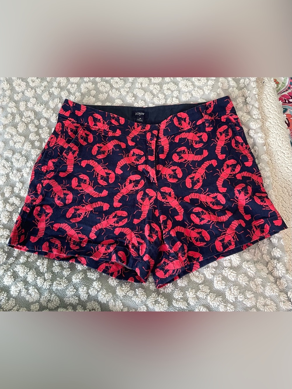 J. Crew Navy Blue Shorts with Red Lobster Print